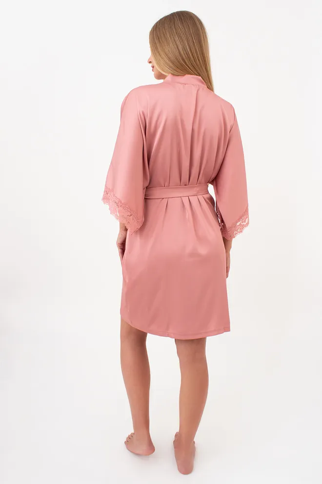 Шелковый халат женский на запа́х HELENA 7212/051 Giulia (antique rose), розовый