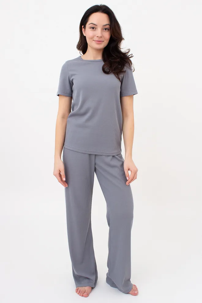 Штаны женские в рубчик RIB 4307/010 Giulia (grey), серый