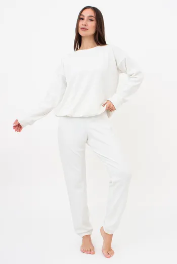 Теплый флисовый комплект свитшот и штаны FLEECE FLOW 5807/210 Giulia (milk), белый