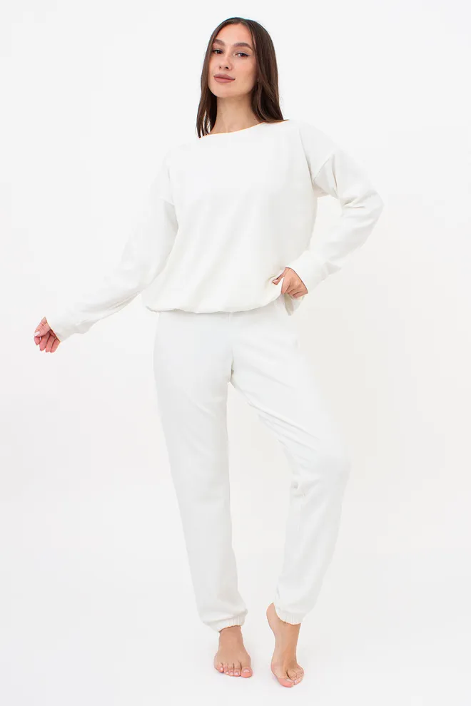 Теплый флисовый комплект свитшот и штаны FLEECE FLOW 5807/210 Giulia (milk), белый