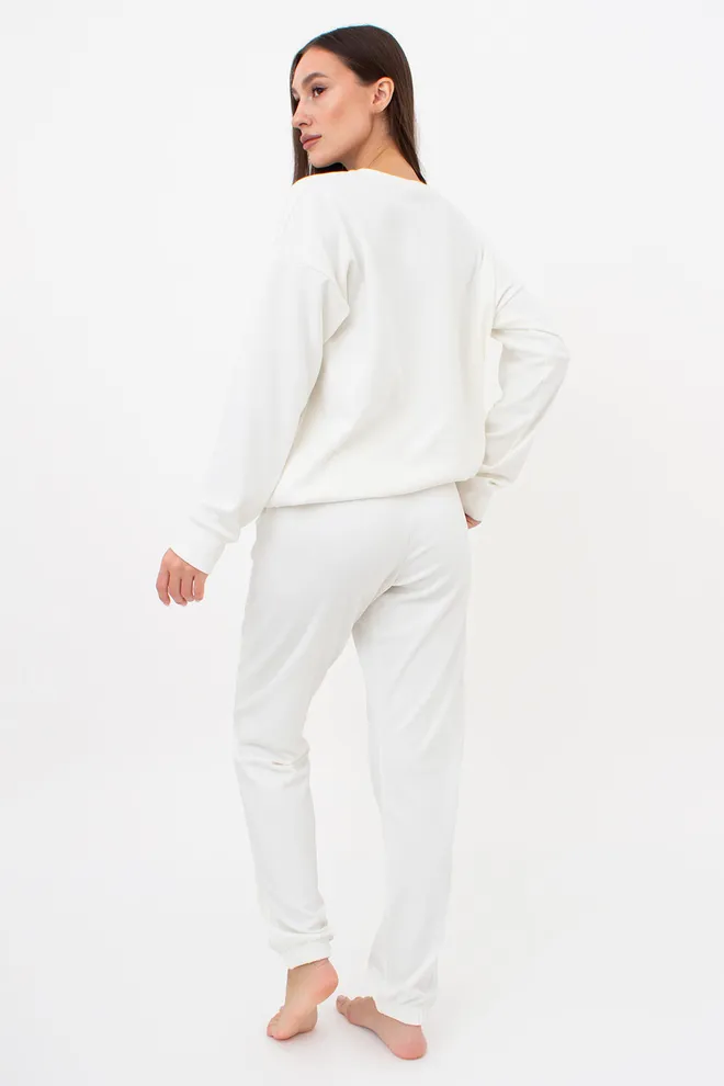 Теплый флисовый комплект свитшот и штаны FLEECE FLOW 5807/210 Giulia (milk), белый