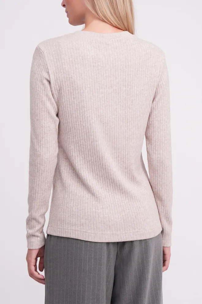 Трикотажный лонгслив MOSSLINES 7003/150 Giulia (almond melange), бежевый