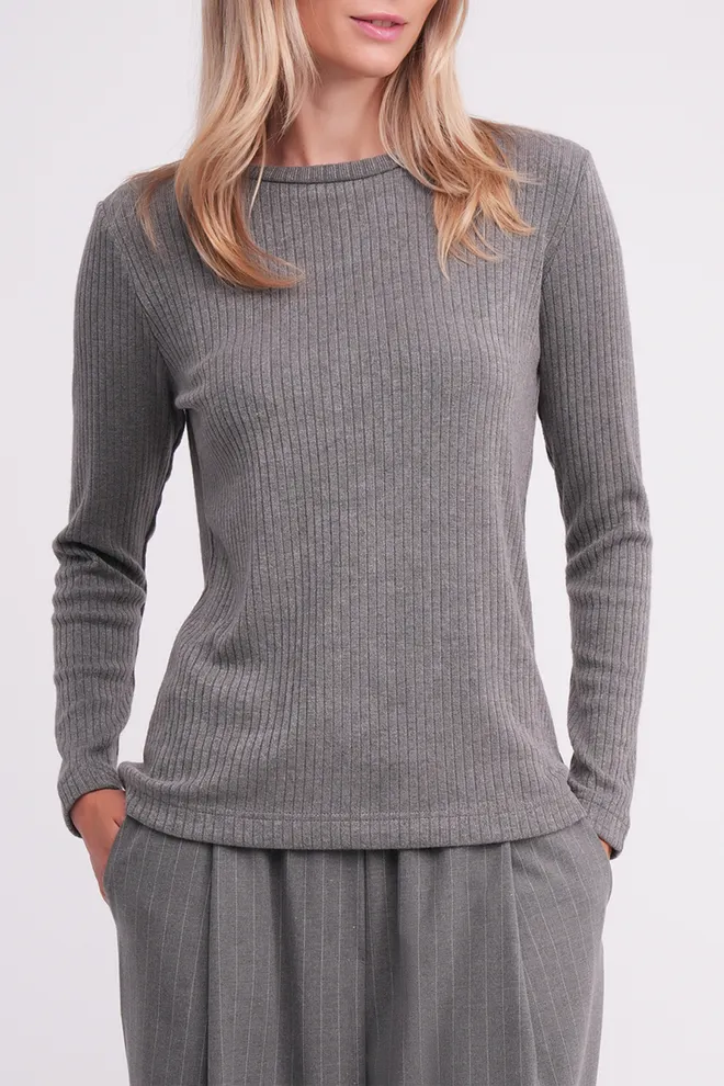 Трикотажный лонгслив MOSSLINES 7003/150 Giulia (gunsmoke melange), серый