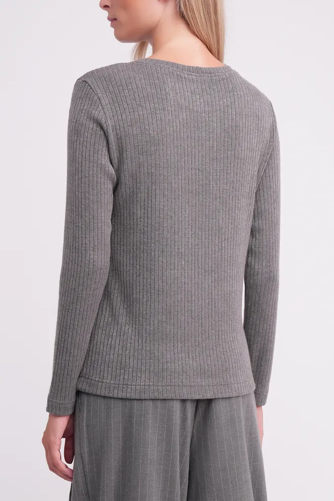 Трикотажный лонгслив MOSSLINES 7003/150 Giulia (gunsmoke melange), серый