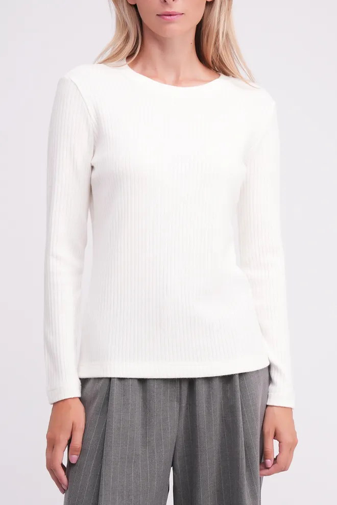 Трикотажный лонгслив MOSSLINES 7003/150 Giulia (white dove), белый