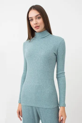Теплая водолазка в рубчик WARMLY TOUCH 4902/150 Giulia (mint green), зеленый