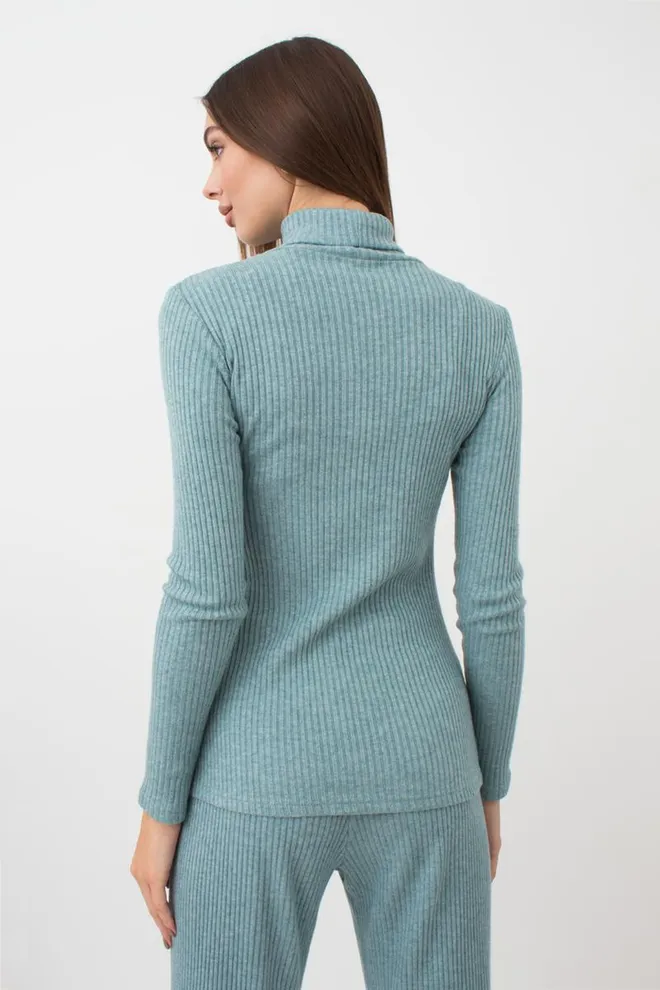 Теплая водолазка в рубчик WARMLY TOUCH 4902/150 Giulia (mint green), зеленый