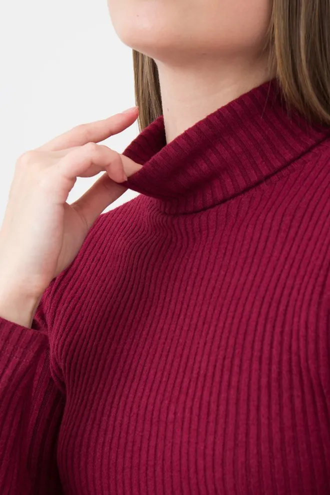 Теплая водолазка в рубчик WARMLY TOUCH 4902/150 Giulia (bordo), бордовый