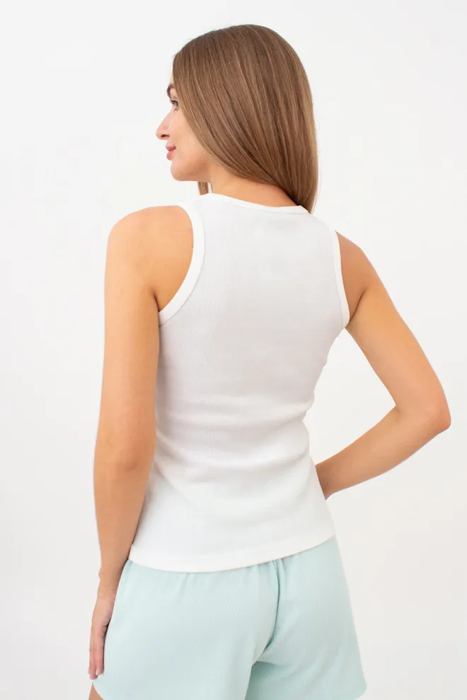 Женская майка из хлопка в рубчик RIB 3814/010 Giulia (milk), белый