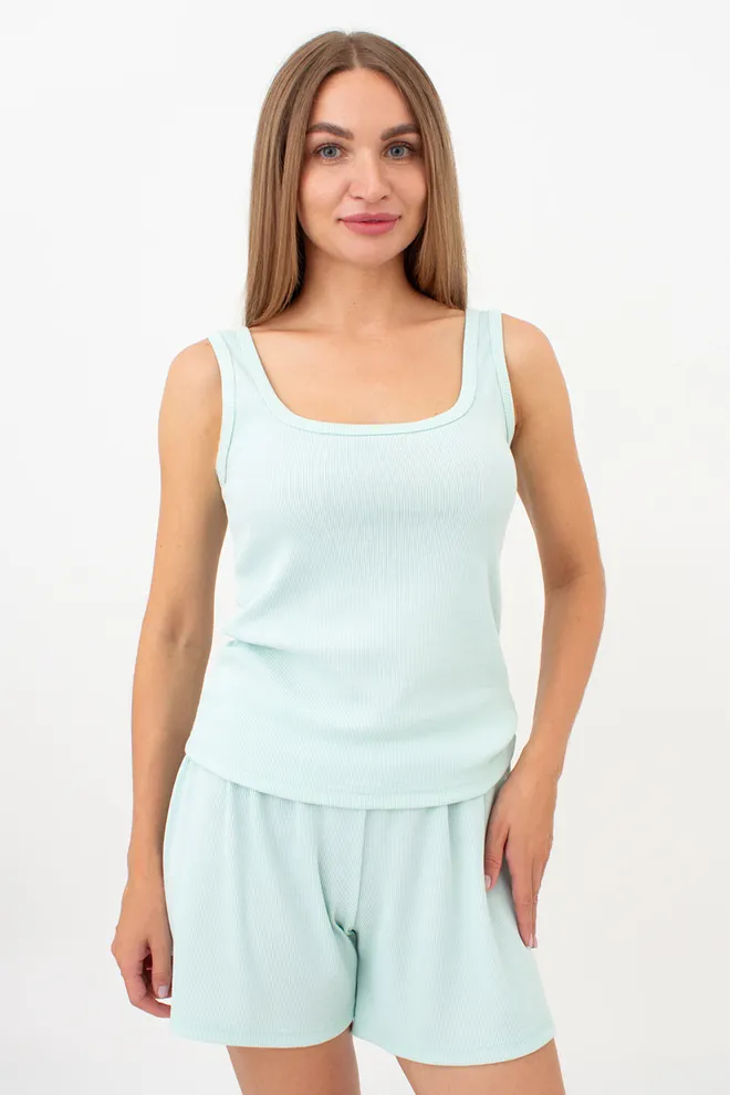 Женская майка с квадратным вырезом в рубчик RIB 3815/010 Giulia (fresh mint), зелёный