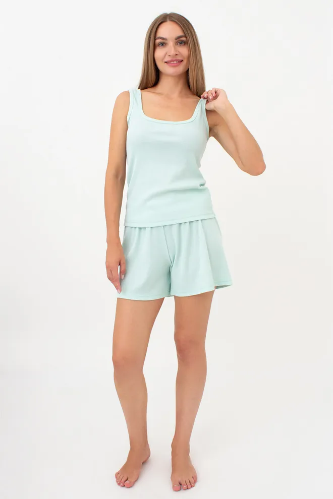 Женская майка с квадратным вырезом в рубчик RIB 3815/010 Giulia (fresh mint), зелёный