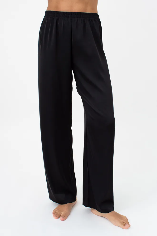 Женская шелковая пижама с жакетом и штанами в пионы BLOSSOM VEIL 5604/050 Giulia (peony sketch white/black), белый/черный