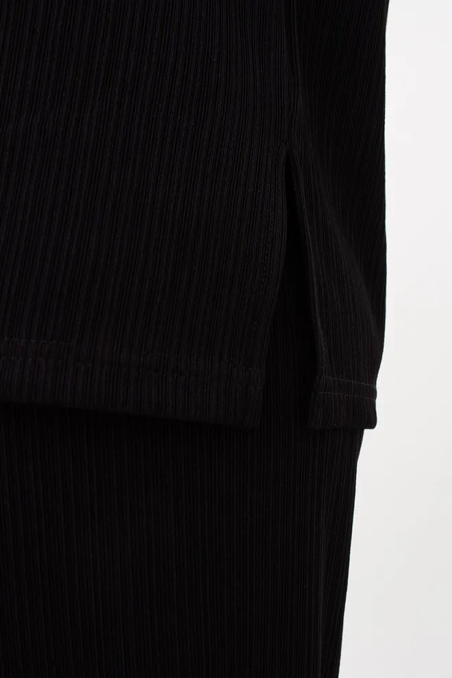 Женский комплект в рубчик лонгслив и штаны RIPPLEWEAR 5341/260 Giulia (black), черный