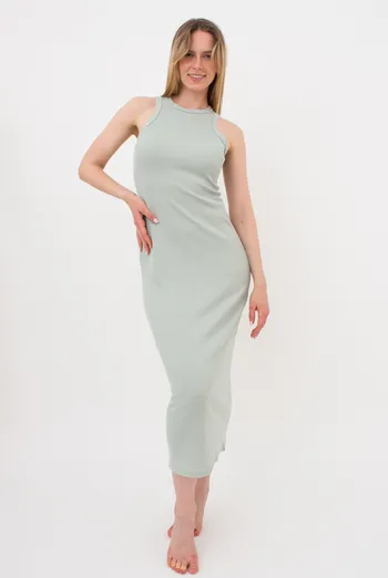 Женское платье в рубчик RIB 8706/010 Giulia (mint), зеленый Женское платье в рубчик RIB 8706/010 Giulia (mint), зеленый