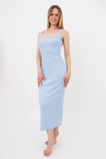 Женское платье в рубчик RIB 8707/010 Giulia (light blue), голубой Женское платье в рубчик RIB 8707/010 Giulia (light blue), голубой