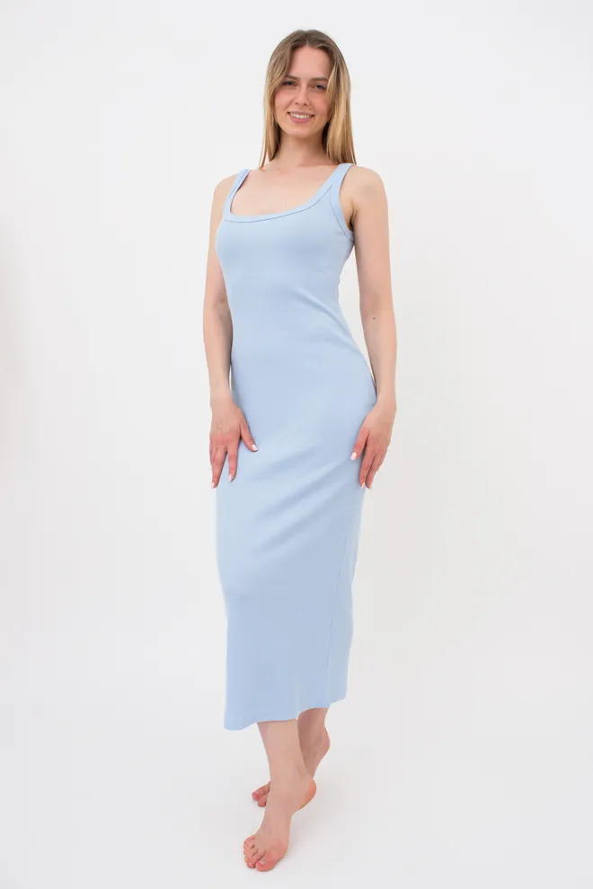 Женское платье в рубчик RIB 8707/010 Giulia (light blue), голубой