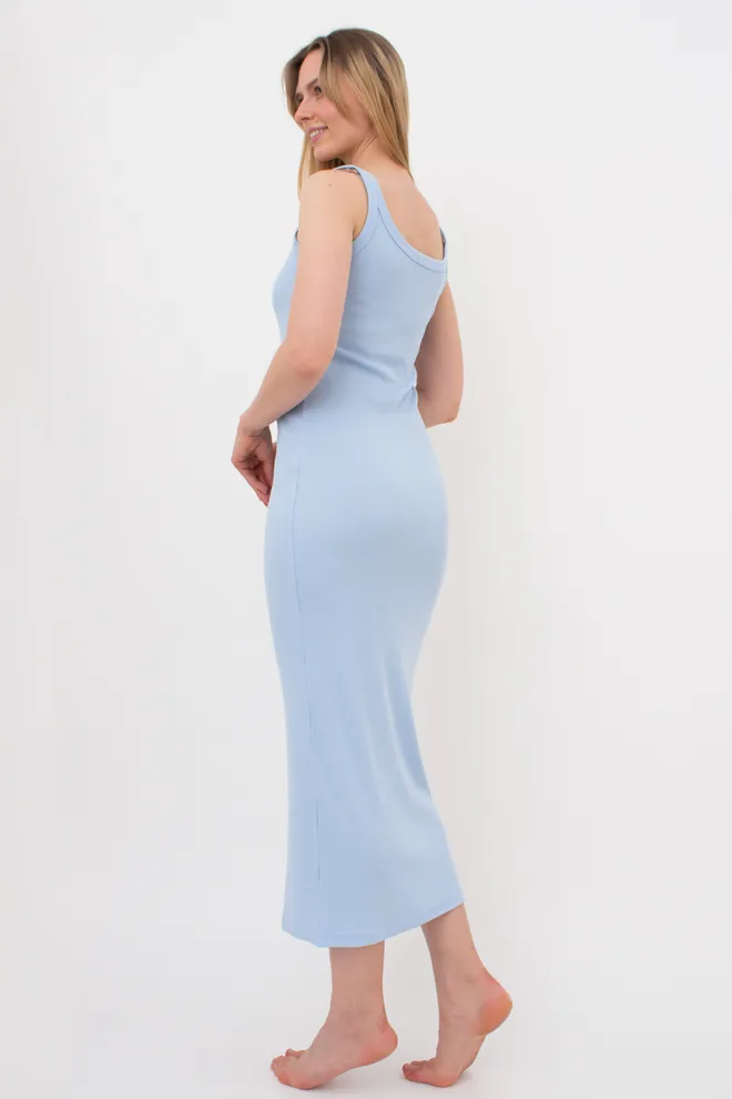 Женское платье в рубчик RIB 8707/010 Giulia (light blue), голубой