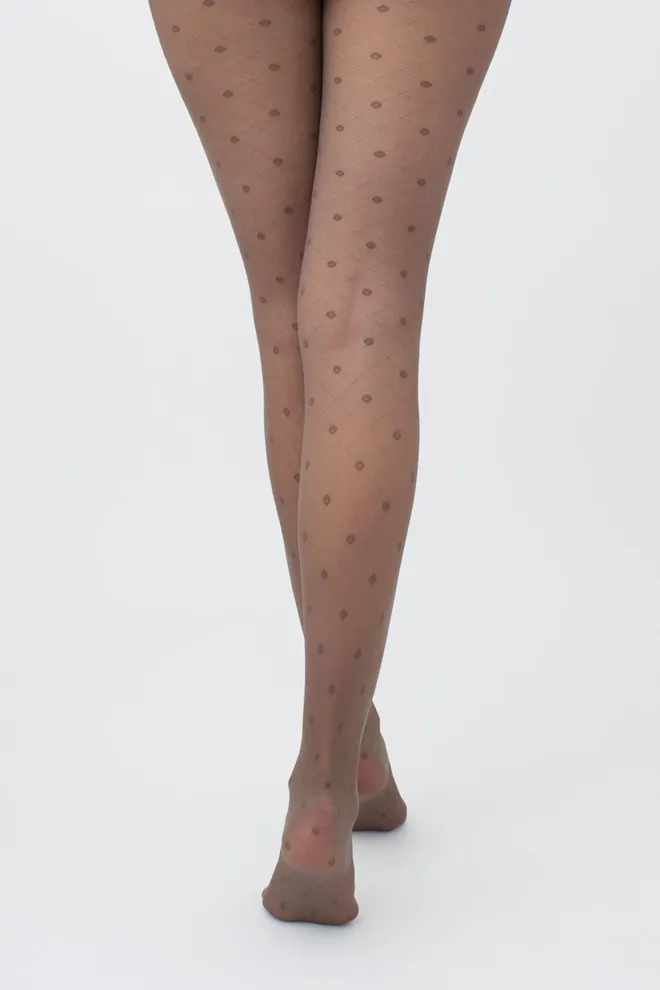 Колготки в горох с имитацией сетки Afina 40 den model 4 Giulia (tabaco)