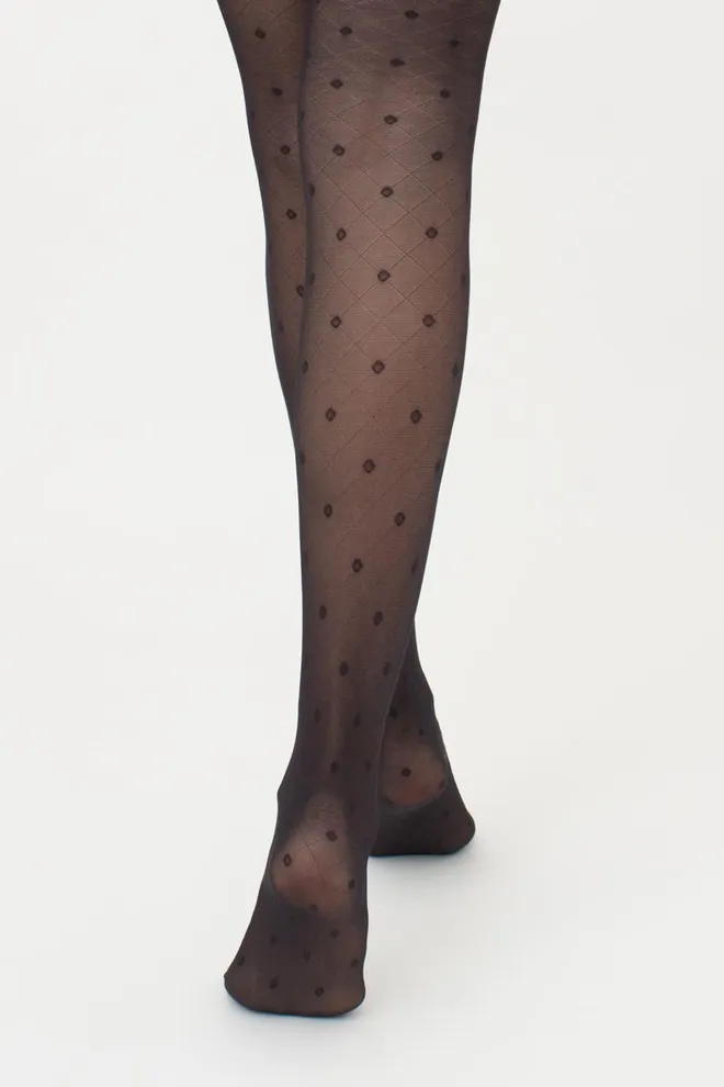 Колготки в горох с имитацией сетки Afina 40 den model 4 Giulia (nero)