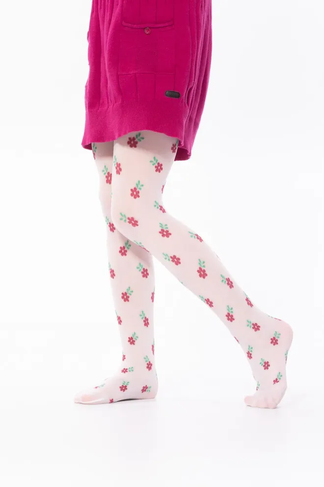 Детские колготки с цветочками Alana 20 den model 2 Giulia (bianco)