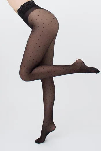 Колготки в горох с силиконовым поясом Amalia impresso 40 den model 1 Giulia (nero), черный