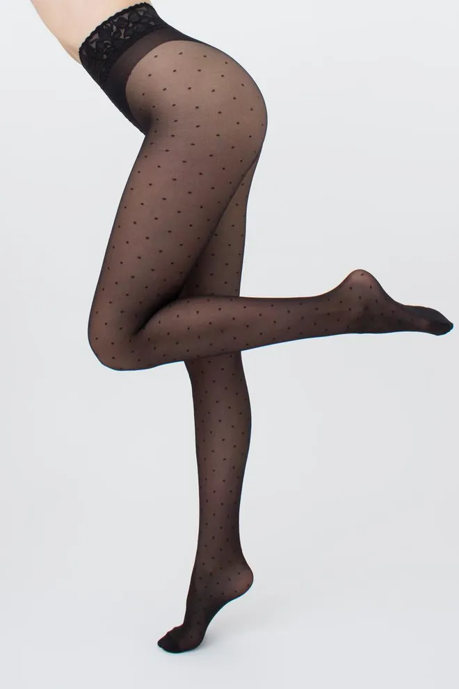 Колготки в горох с силиконовым поясом Amalia impresso 40 den model 1 Giulia (nero), черный