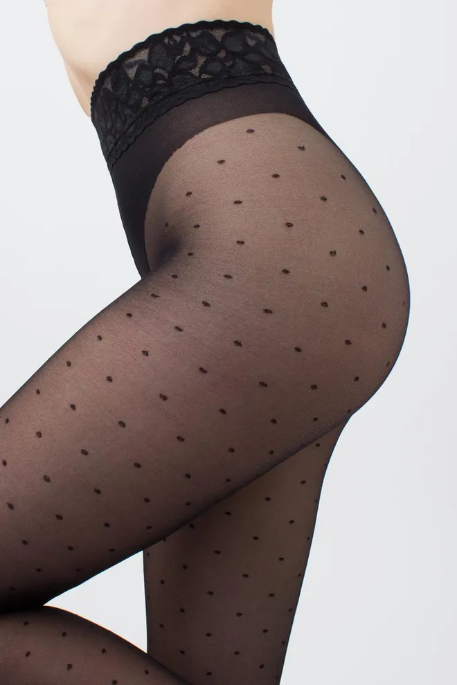 Колготки в горох с силиконовым поясом Amalia impresso 40 den model 1 Giulia (nero), черный