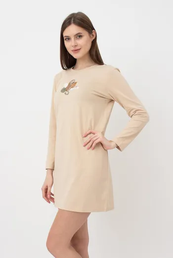 Ночная рубашка хлопковая с рукавами Amour 8309/010 Giulia (beige)