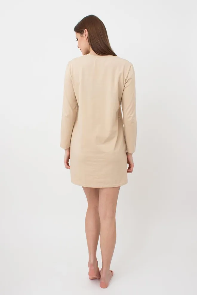 Ночная рубашка хлопковая с рукавами Amour 8309/010 Giulia (beige)