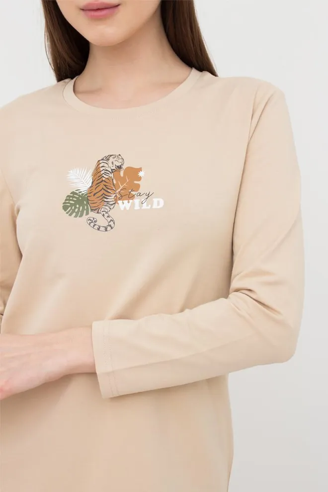 Ночная рубашка хлопковая с рукавами Amour 8309/010 Giulia (beige)