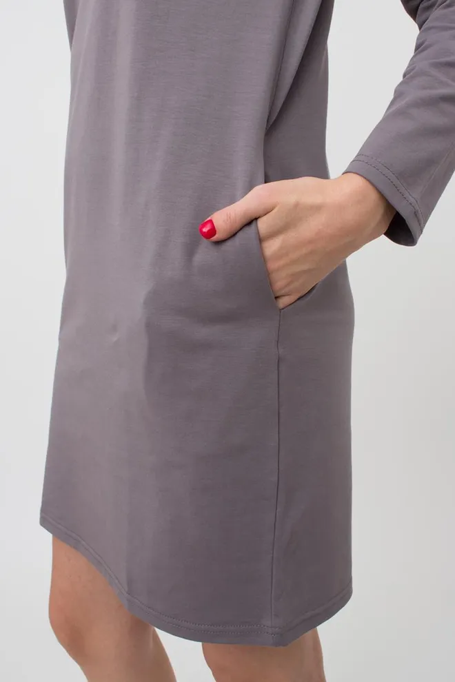 Ночная рубашка хлопковая с рукавами Amour 8319/010 Giulia (grey)