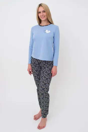 Пижама кофта и штаны с манжетами Animal 5326/010 Giulia (blue/animal)