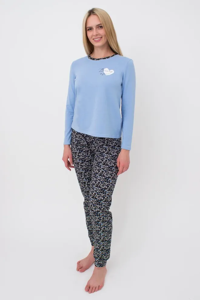Пижама кофта и штаны с манжетами Animal 5326/010 Giulia (blue/animal)