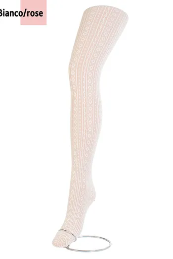 Детские колготки с геометрическим рисунком Berta 120 den Giulia (bianco/rose) Детские колготки с геометрическим рисунком Berta 120 den Giulia (bianco/rose)