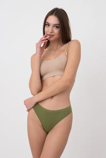 Женские бесшовные трусы бразилиана Brasilian briefs color Giulia (olive branch)