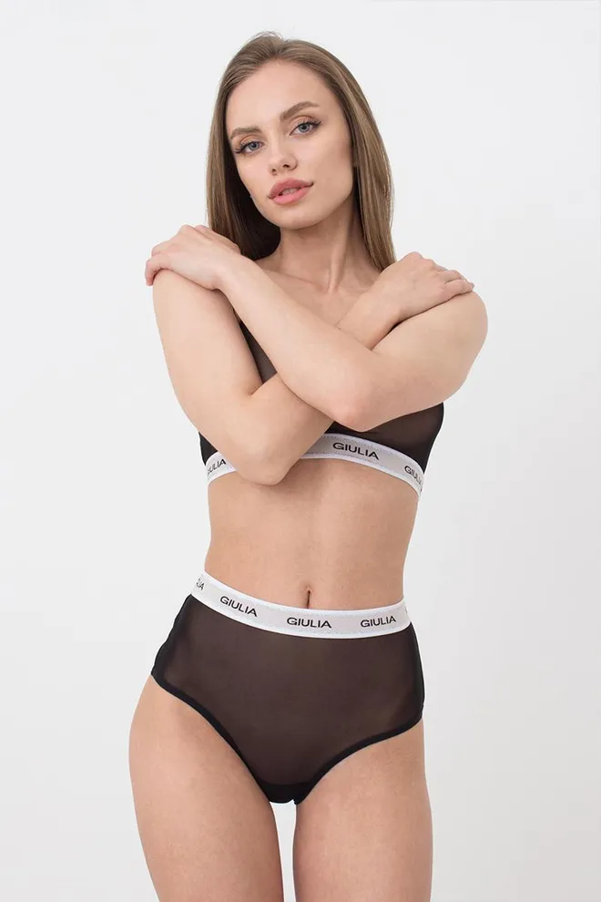 Женские трусы бразилиана в сетку на резинке Brasilian Briefs Net 2201/40 Giulia (black)
