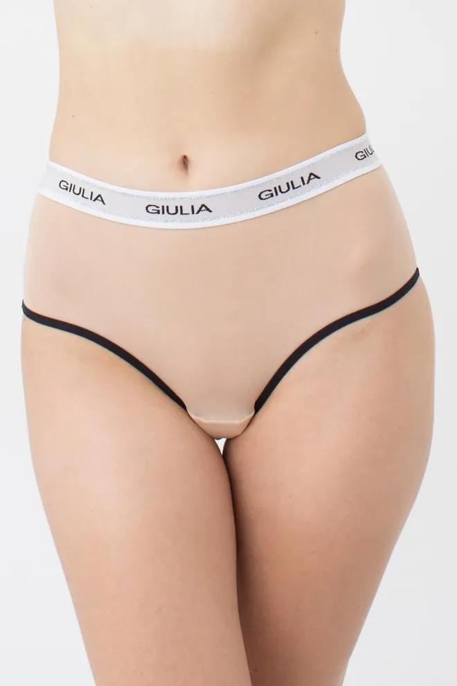 Женские трусы бразилиана в сетку на резинке Brasilian Briefs Net 2201/40 Giulia (beige/black)