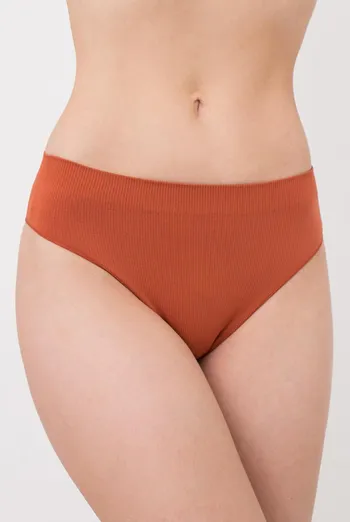 Бесшовные трусики бразилиана в рубчик Brasilian Briefs Rib Giulia (burnt sienna), оранжевый
