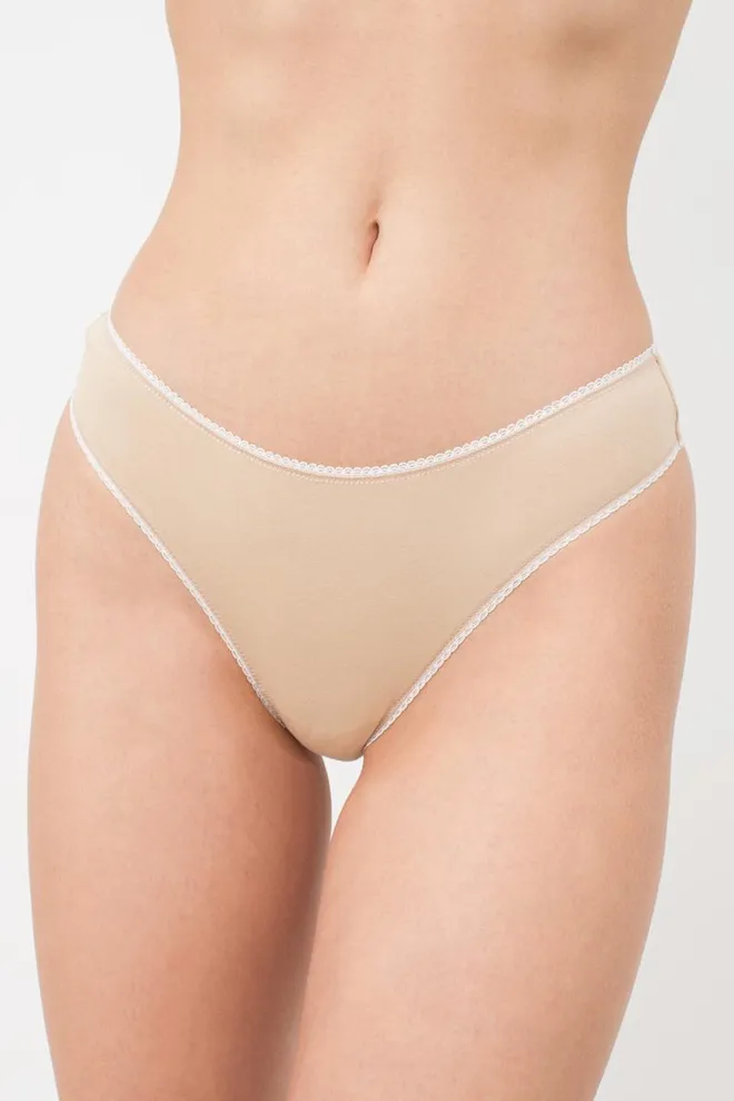 Женские хлопковые трусики стринг Basic 2102/60 Giulia (beige)