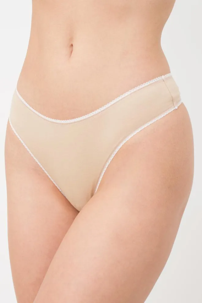 Женские хлопковые трусики стринг Basic 2102/60 Giulia (beige)