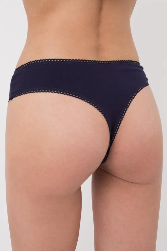 Женские хлопковые трусики стринг Basic 2102/60 Giulia (navy)
