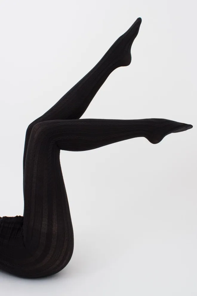 Колготки теплые с узором Cable 150 den model 2 Giulia (pirate black)