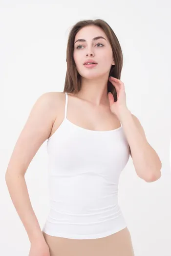 Майка женская бесшовная на тонких бретельках Camisole Giulia (white), белый