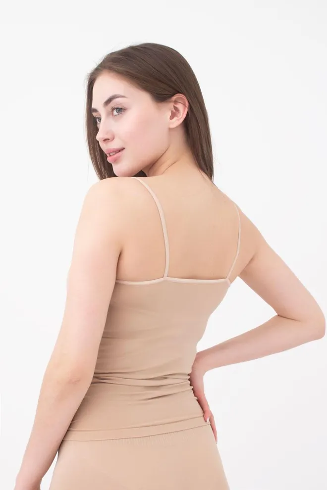 Майка женская бесшовная на тонких бретельках Camisole Giulia (naturale), бежевый