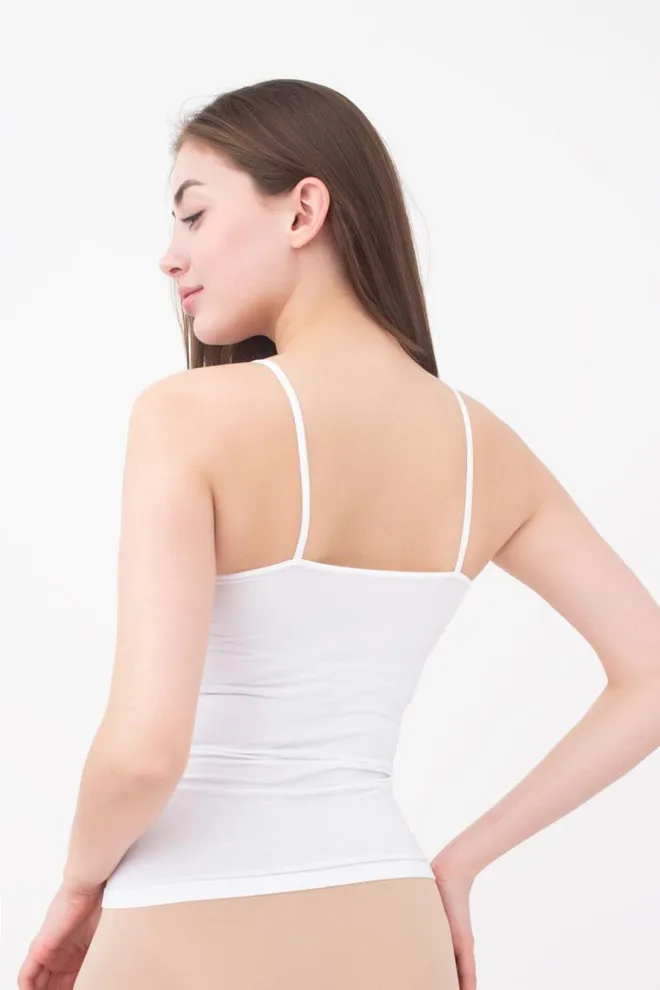 Майка женская бесшовная на тонких бретельках Camisole Giulia (white), белый