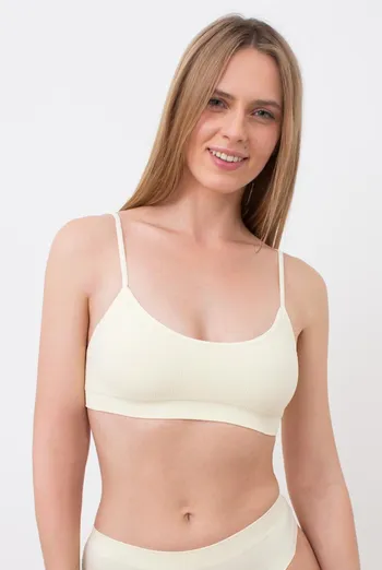 Бесшовный топ в рубчик на тонких бретелях CAMI TOP RIB Giulia (vanilla), жёлтый Бесшовный топ в рубчик на тонких бретелях CAMI TOP RIB Giulia (vanilla), жёлтый