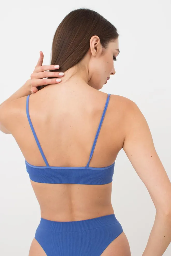 Бесшовный топ в рубчик на тонких бретелях CAMI TOP RIB Giulia (skydiver), синий