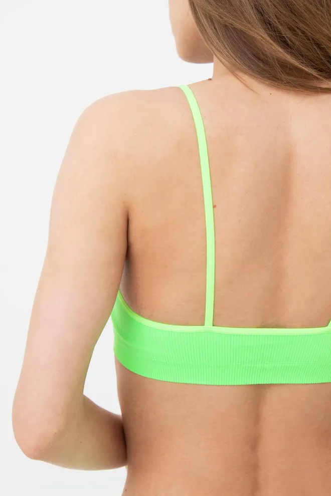 Безшовний топ в рубчик на тонких бретелях CAMI TOP RIB Giulia (green neon), зелений