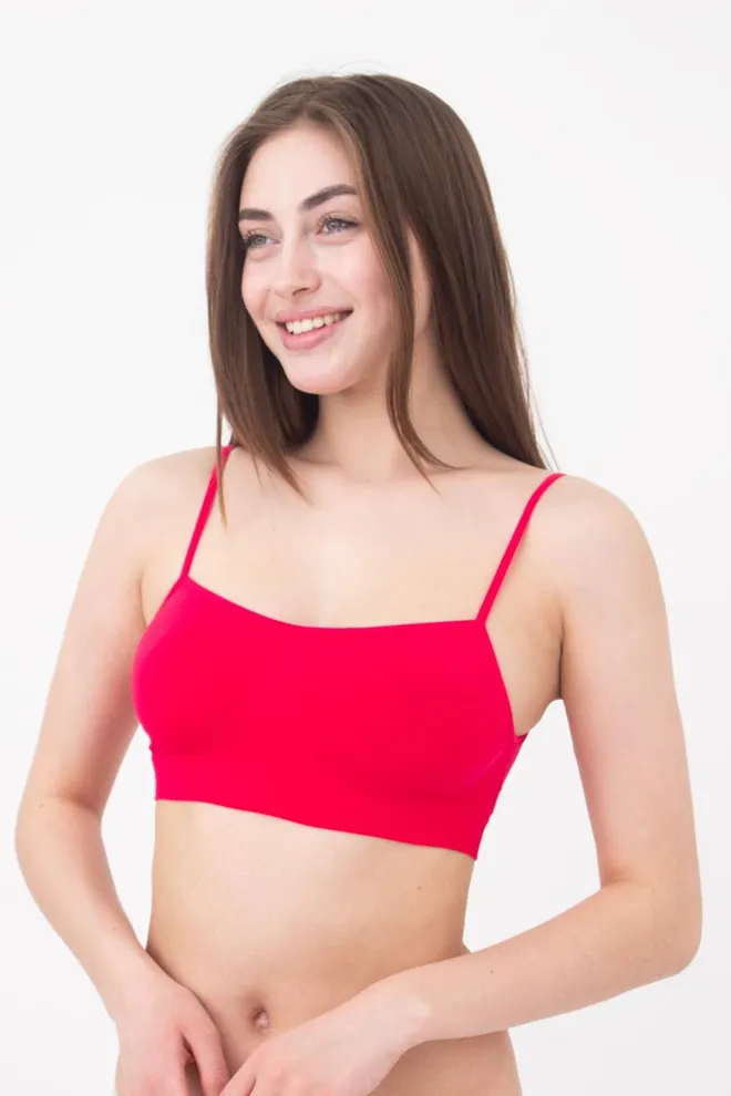 Бесшовный топ на тонких бретелях Cami top Giulia (raspberry sorbet)