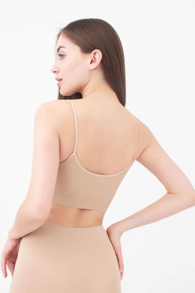 Бесшовный топ на тонких бретелях Cami top Giulia (naturale), бежевый